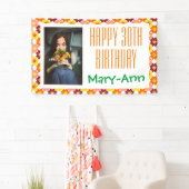 30th Birthdayグラフィック花写真 横断幕 (インサイチュ)