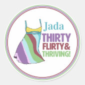 30th Birthdayステッカー30歳気のあるそぶりをした&盛り上がり ラウンドシール (正面)