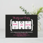 30th Birthdayスロットマシンサイコロとトランプのポーカーチップ 招待状 (スタンド正面)