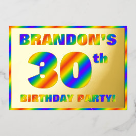 30th Birthdayパーティー—おもしろい、レインボースペクトル「30」 箔招待状