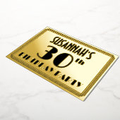 30th Birthdayパーティー—アールデコ検索「30」 +名前 箔招待状 (回転した状態)