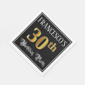 30th Birthdayパーティー – スクリプファンシート、フェイク金ゴールド・ルック スタンダードランチョンナプキン (角)
