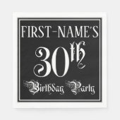 30th Birthdayパーティー—ファンシースクリプト+名前をカスタムする スタンダードランチョンナプキン (正面)