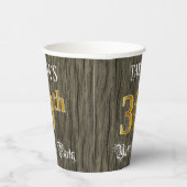 30th Birthdayパーティー—フェイク金ゴールドとフェイク木目 紙コップ (右)