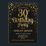 30th Birthdayパーティー – ブラック&金ゴールド 招待状<br><div class="desc">30歳の誕生日パーティの招待状。黒エレガント色のデザインとフェイクグリッター金ゴールド。スクリプトスタイリッシュのフォントと紙吹雪の機能。メッセージもしメッセージはカスタム年齢。</div>