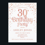 30th Birthdayパーティー – ホワイト&バラ金ゴールド 招待状<br><div class="desc">30歳の誕生日パーティの招待状。白エレガント色、ピンク、グリッターのバラ金ゴールドのフェイクデザイン。スクリプトスタイリッシュのフォントと紙吹雪の機能。メッセージもしメッセージはカスタム年齢。</div>