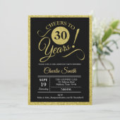 30th Birthdayパーティー – 黒金ゴールド 招待状 (スタンド正面)