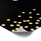 30th Birthdayブラック金ゴールド写真パーティー ポスター (角)