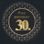 30th Birthdayブラック&金ゴールド ペーパープレート<br><div class="desc">30th Birthdayブラックと金ゴールド紙プレート</div>