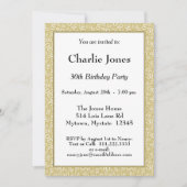 30th Birthday乱数パターン金ゴールド/白 招待状 (正面)