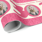 30th Birthday写真おもしろいクリームピンク ラッピングペーパー (ロールコーナー)