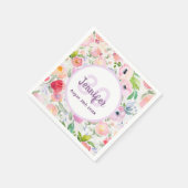 30th birthday水色ピンクの花模様名 スタンダードカクテルナプキン (角)