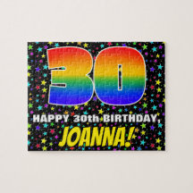 30th Birthday —おもしろい、スターカラフル・フィールド・パターン