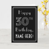 30th Birthday:アールデコスタイル番号30と名前をカスタムする カード (黄色い花)