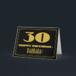 30th Birthday：名前 アールデコインスパイア「30」を見る カード<br><div class="desc">この1920年代/1930年代のスタイルの前インスパイアにインスパイア、ヴィンテージスタイルの誕生日グリーティングデザインは、大きなデコのルック番号「30」、メッセージ「ハッピーバースデー」、名前とラインのパタンパーソナライズされたドを備えている。正面の背景は黒く塗られている。内部には編集可能な誕生日の挨拶メッセージが備わっているか、またはおそらくクリアされ離れて空白の、メッセージは手で書手でもし行うことである。このようなパーソナライズされた誕生日カードは、30歳の誕生日を迎える人に誕生日の願いを送るおもしろいの手段であ祝るかもしれない。[～Z0000506]</div>