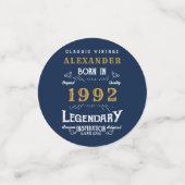 30th Birthday 1992ブルー金ゴールド追加ネームレトロ コンフェッティ (スモール正面)