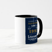 30th Birthday 1992名前を追加ヴィンテージ青金ゴールド マグカップ (正面右)