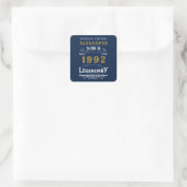 30th Birthday 1992名前を追加Regendal Blue金ゴールド スクエアシール (バッグ)