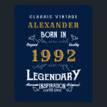 30th Birthday 1992名前を追加Regendal Blue金ゴールド ポスター<br><div class="desc">誕生日パーソナライズされた誕生日ポスターの名前を追加。指定したテンプレートで名前と年を編集する。さらに多くのギフトやパーティー用品は、店の"伝説"のデザインで利用可能。</div>