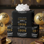 30th Birthday 1992黒い金ゴールド追加の名前伝説的 ラッピングペーパー<br><div class="desc">名前の誕生日ラッピング紙を追加。指定したテンプレートで名前と年を編集する。素敵なカスタム黒い誕生日アイディア。さらに多くのギフトやパーティー用品は、店の"伝説"のデザインで利用可能。</div>