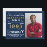 30th Birthday 1993レジェンドレトロブルー金ゴールド 招待状<br><div class="desc">彼らの祝誕生日のために、私たちはヴィンテージと理想的な誕生日パーティーの招待を感じ持つ。白と金ゴールドのヴィンテージタイポグラフィデザインデザインを持つ青い背景シンプルは、レトロエレガントなレトロな感じ状態。提供さカスタマイズれたテンプレートを使って、この誕生日プレゼントの文字を簡単に行う。ストア内で検索して、より多くのお祝いアイディア、パーティー供給、およびギフト</div>