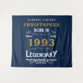 30th Birthday 1993名前を追加Legend Blue金ゴールドレトロ タペストリー (正面(横))