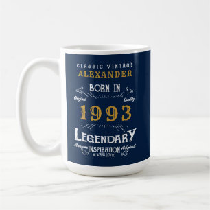 30th Birthday 1993名生まれ付け青い金ゴールド凡例 コーヒーマグカップ