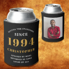 30th Birthday 1994ブラック金ゴールド写真テンプレート 缶クーラー