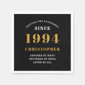 30th Birthday 1994黒金ゴールド スタンダードカクテルナプキン (正面)