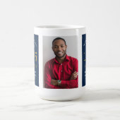 30th Birthday 1995青い金ゴールド名前を追加フォトラージ コーヒーマグカップ (中央)