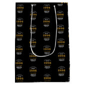 30th Birthday 1996 Black Gold Chic Elegant ミディアムペーパーバッグ (裏面)