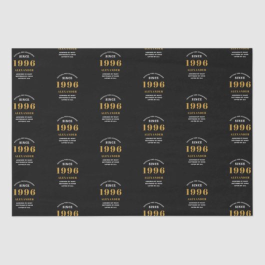 30th Birthday 1996 Black Gold Chic Elegant 薄葉紙 (正面)