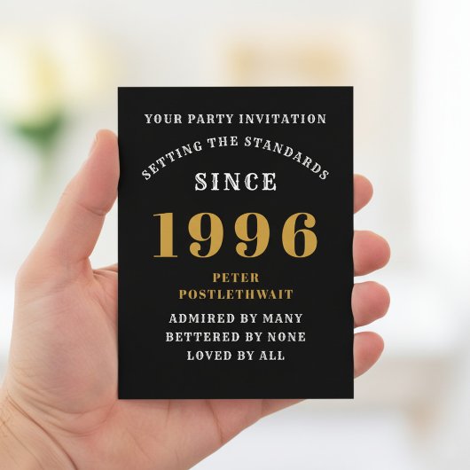 30th Birthday 1996 Black Gold Invitation ポストカード