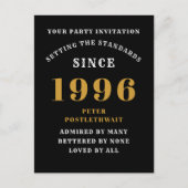 30th Birthday 1996 Black Gold Invitation ポストカード (正面)