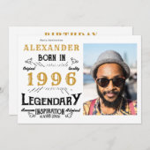 30th Birthday 1996 Legend White & Gold Photo 招待状 (正面/裏面)