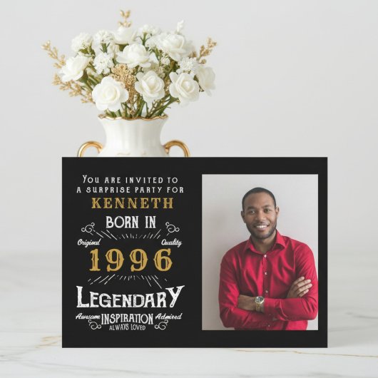 30th Birthday 1996 Vintage Black Gold Personalized 招待状