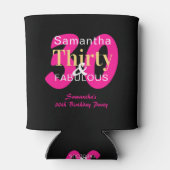 30th Birthday 30 and Fabulous Hot Pink Black Party 缶クーラー (裏面)
