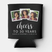 30th Birthday 3-Photo白黒スクリプト応援 缶クーラー (正面)