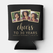 30th Birthday 3-Photo白黒スクリプト応援 缶クーラー (裏面)