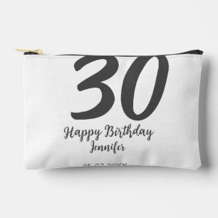 30th birthday add name date year blackテンプレート アクセサリーポーチ