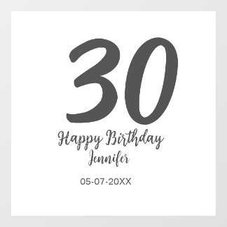30th birthday add name date year blackテンプレート ウィンドウサイン