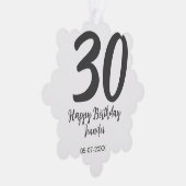 30th birthday add name date year blackテンプレート オーナメントカード (右)