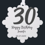 30th birthday add name date year blackテンプレート オーナメントカード<br><div class="desc">編集可能デザイン</div>