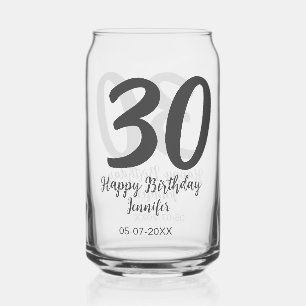 30th birthday add name date year blackテンプレート ガラス缶