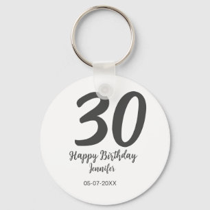 30th birthday add name date year blackテンプレート キーホルダー