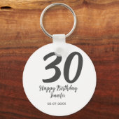 30th birthday add name date year blackテンプレート キーホルダー (正面)