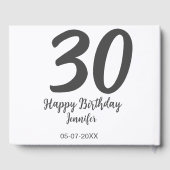 30th birthday add name date year blackテンプレート ゲストブック (裏面)