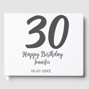 30th birthday add name date year blackテンプレート ゲストブック