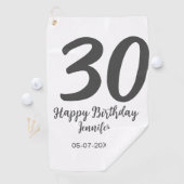 30th birthday add name date year blackテンプレート ゴルフタオル (インサイチュ)