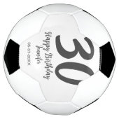 30th birthday add name date year blackテンプレート サッカーボール (回転)